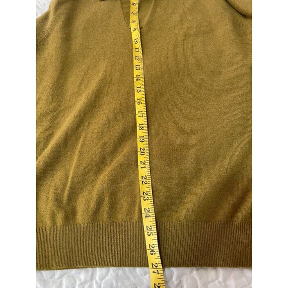 Massimo Dutti Men extra fine Wool Jumper Sweater Size US L mustard sage green - Picture 8 of 9